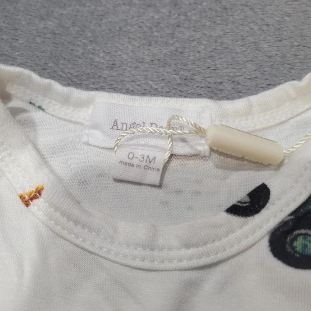 Angel Dear‎ Sleeper Gown Unisex 0-3M White Farm Tractor Rooster Bamboo Viscose